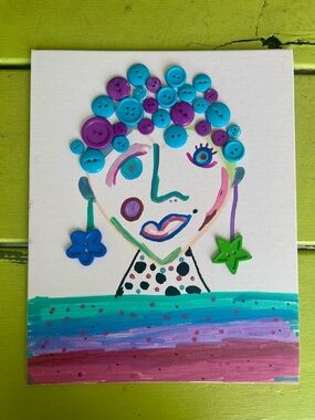 Whimsical Button-Accent Wall Art - Turquoise & Purple